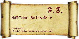 Héder Bolivár névjegykártya